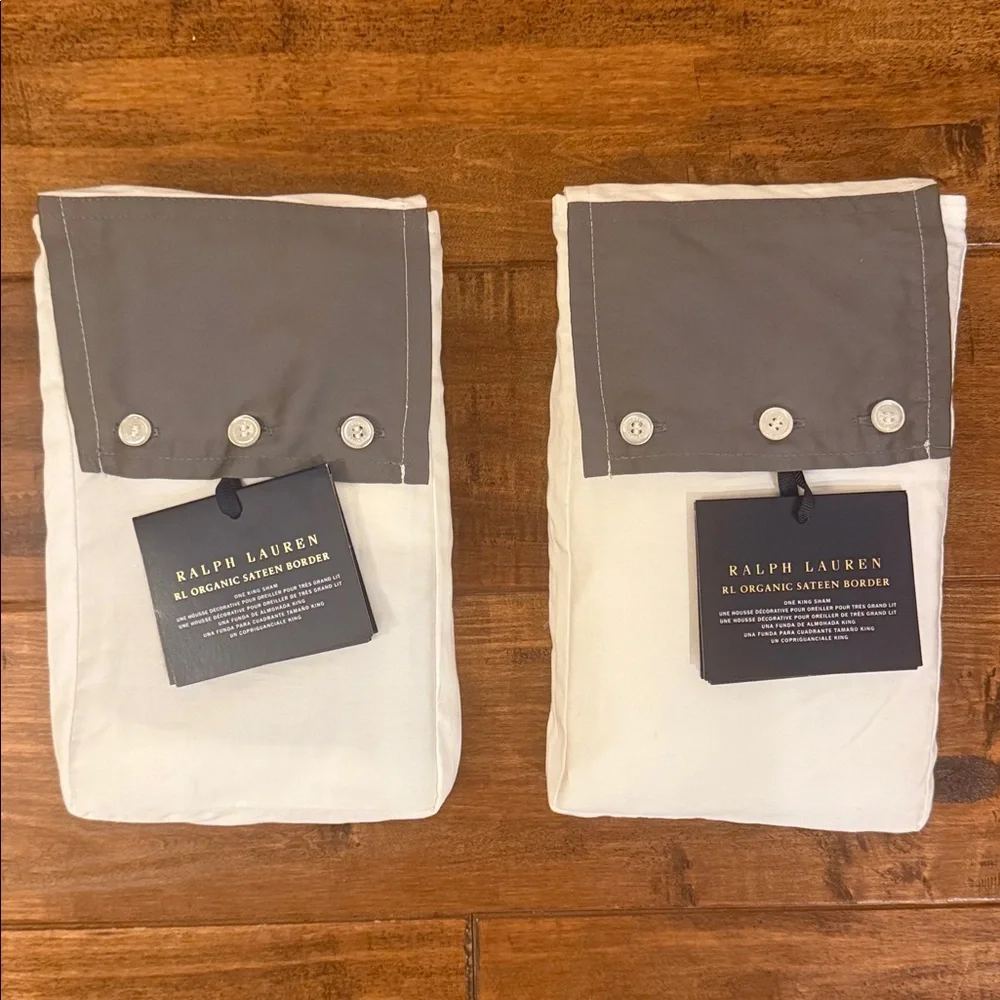 Pair of 2 Ralph Lauren RL Organic Sateen Border King Sham 20